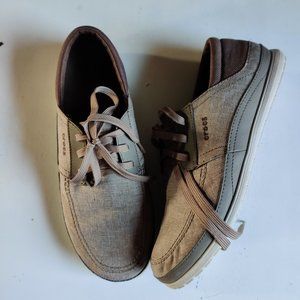 Crocs Men's Santa Cruz Playa Loafer Lace Up Boat Shoe Sz 12 Light Brown 204837